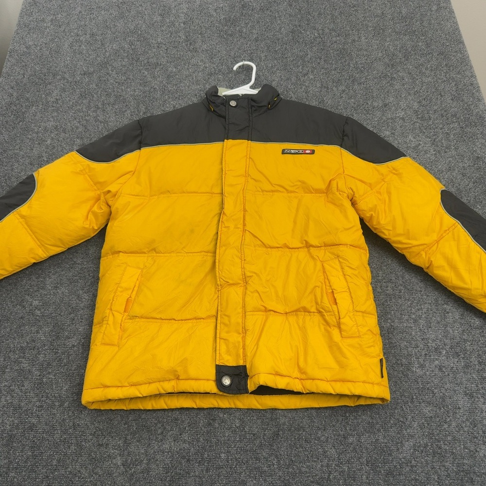 Below Zero Puffer Jacket Boys L‎ Yellow Black Heavyweight Full Zip Winter Coat